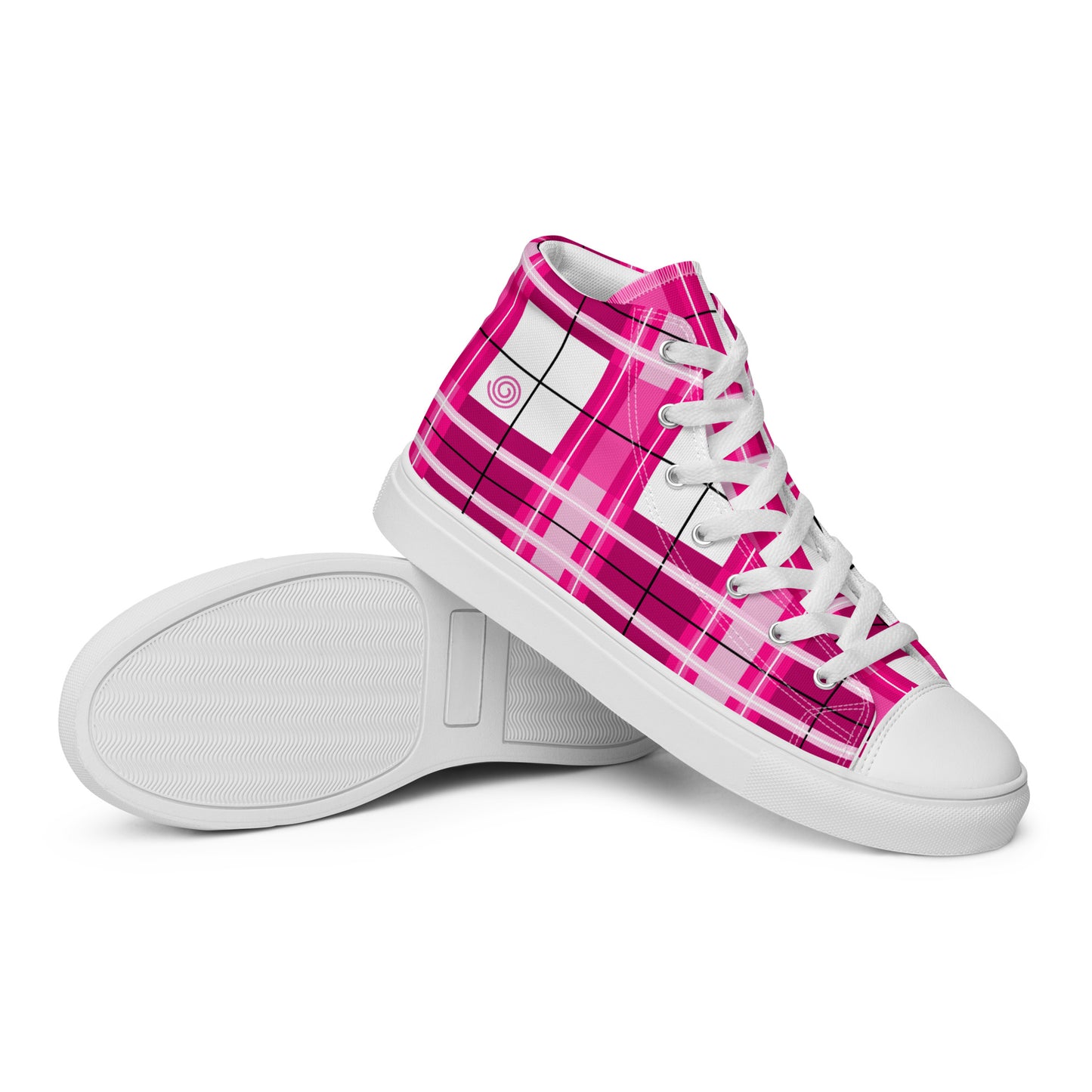 'Arran Sky' Happy Tartan Women’s high top canvas shoes - Free P&P Worldwide