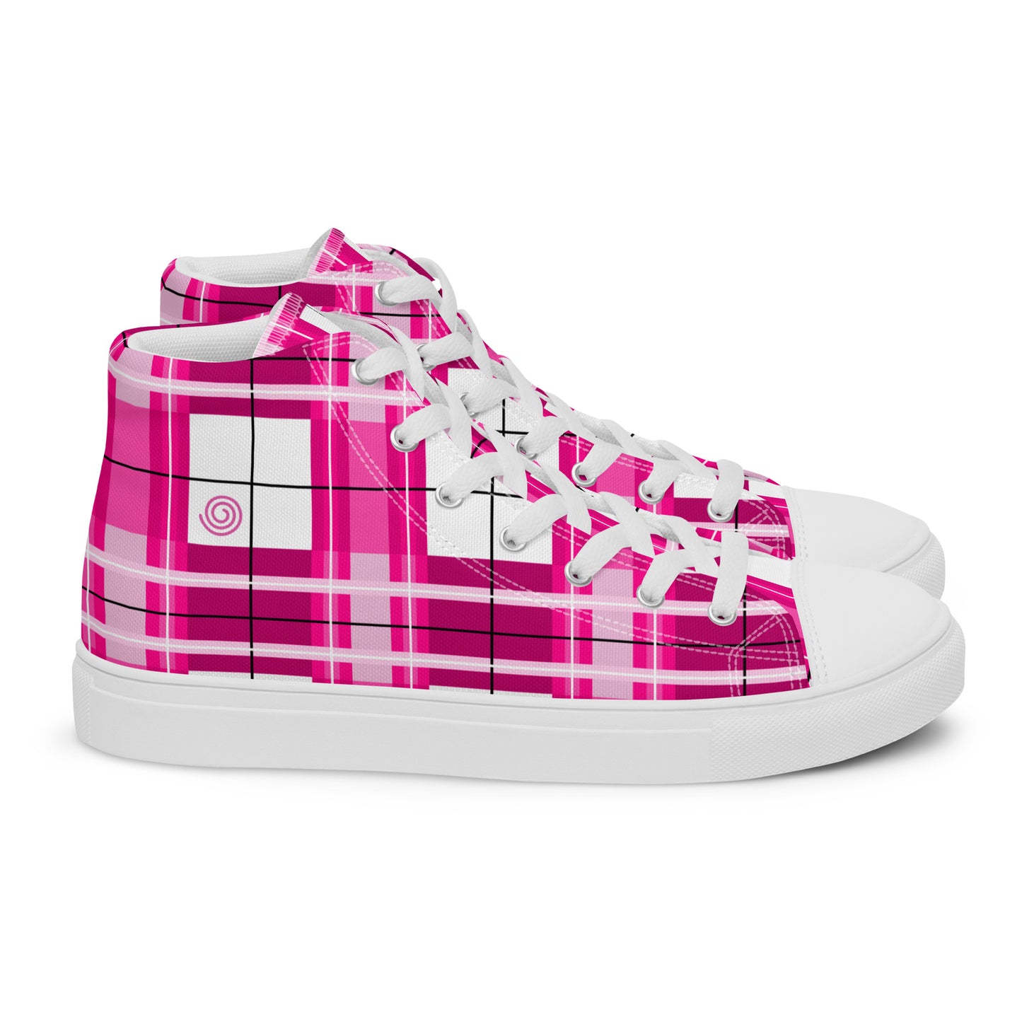 'Arran Sky' Happy Tartan Women’s high top canvas shoes - Free P&P Worldwide