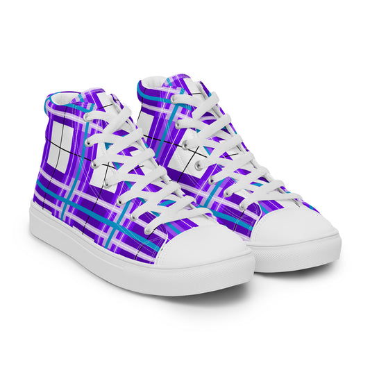 'Gigha Sky' Happy Tartan Women’s high top canvas shoes - Free P&P Worldwide